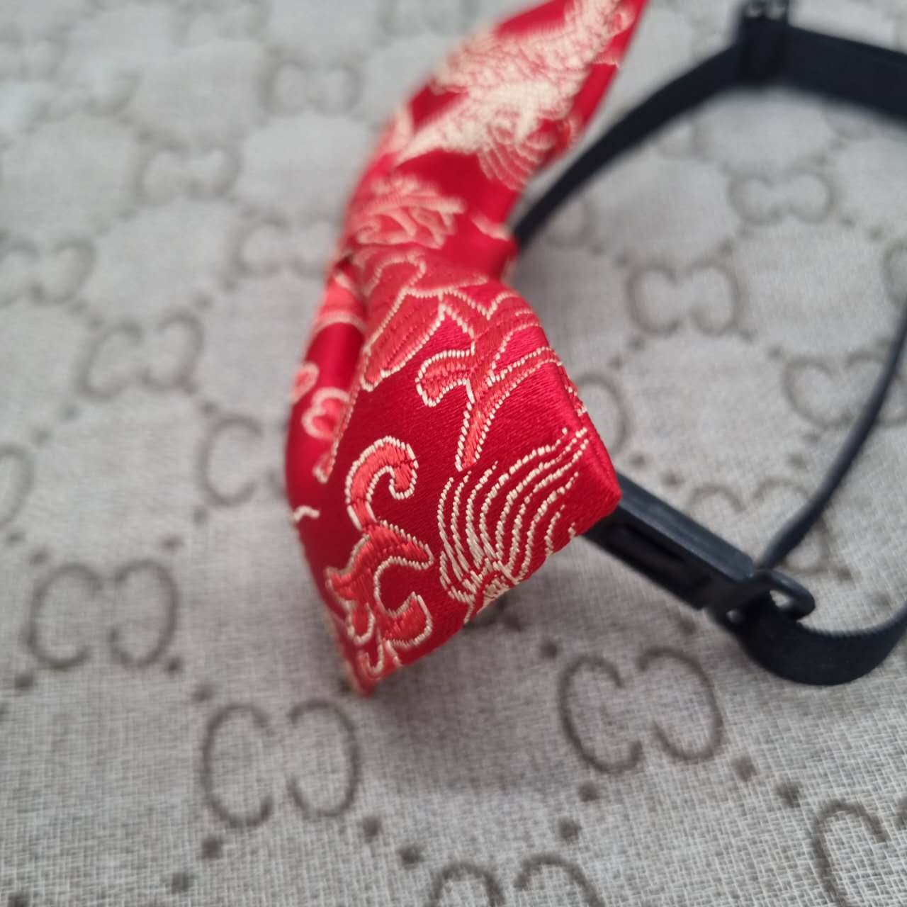 Red  Brocade Dragon Bow Tie - Oriental Me