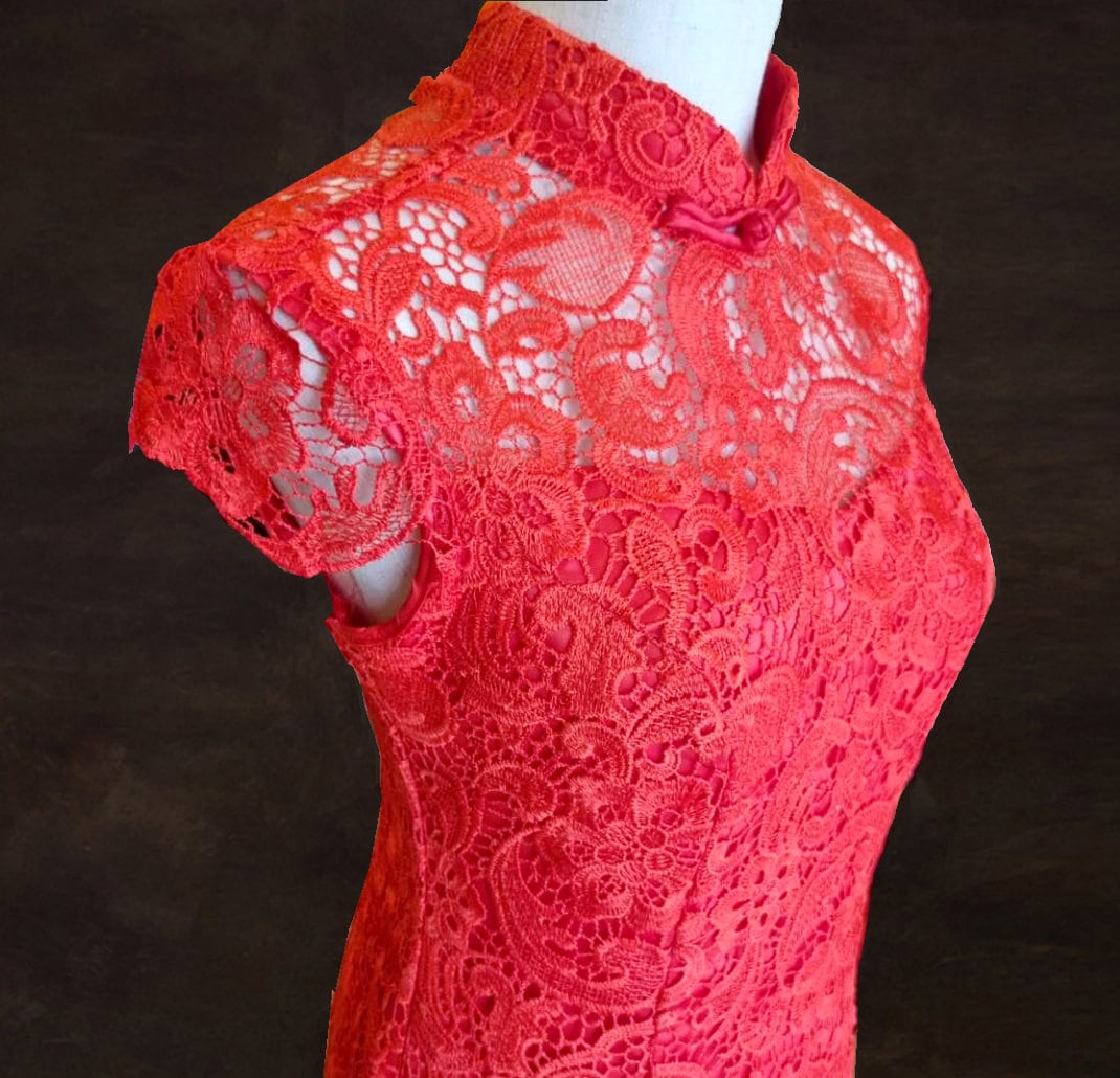 Red Lace Cheongsam/Qipao| Rosy - Oriental Me