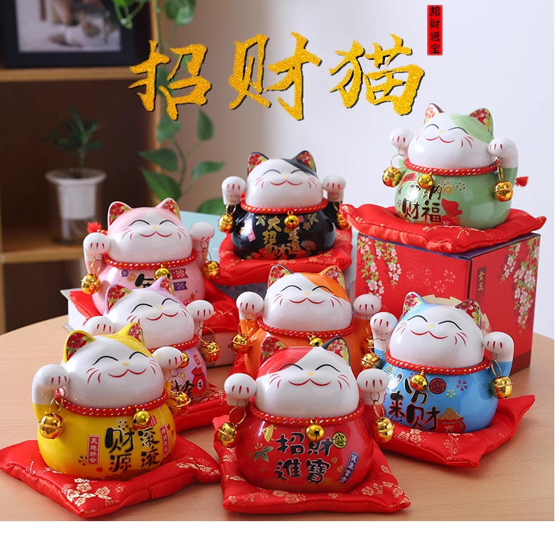 4.5 inches Ceramic Fortune Lucky Cats - Oriental Me