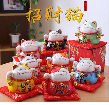 4.5 inches Ceramic Fortune Lucky Cats - Oriental Me