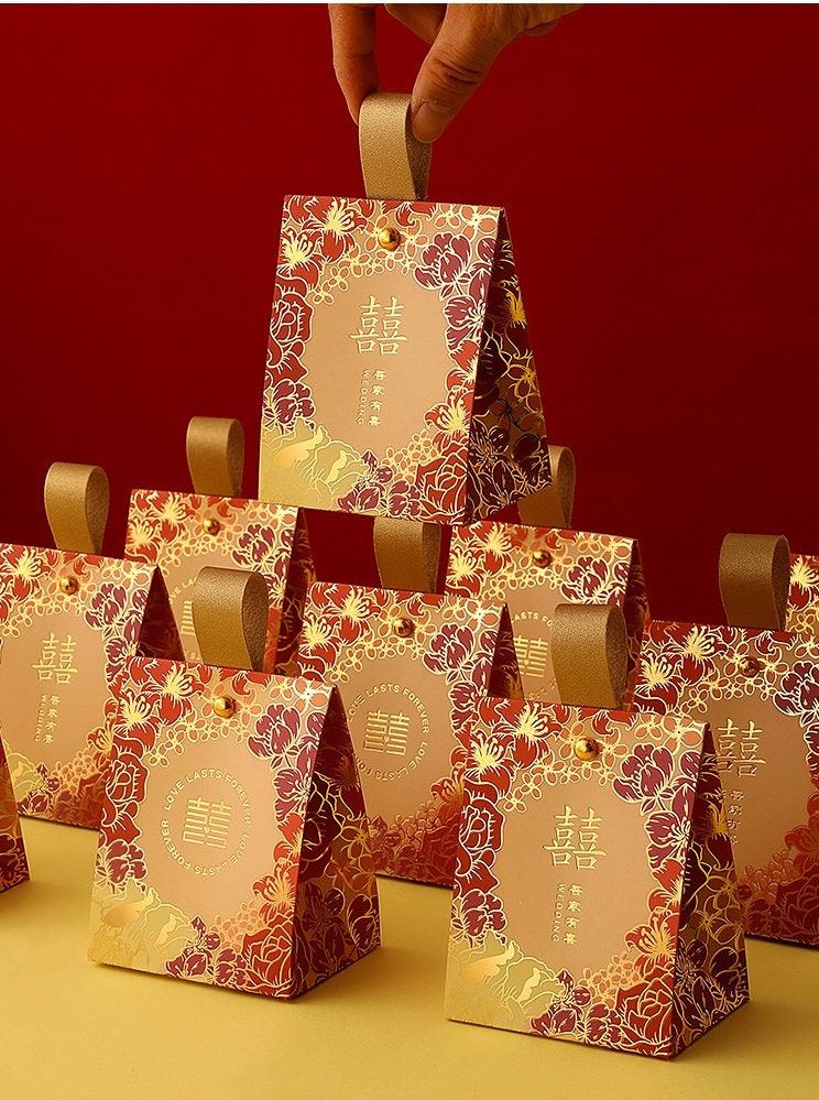 chinese Floral double happiness wedding favor box