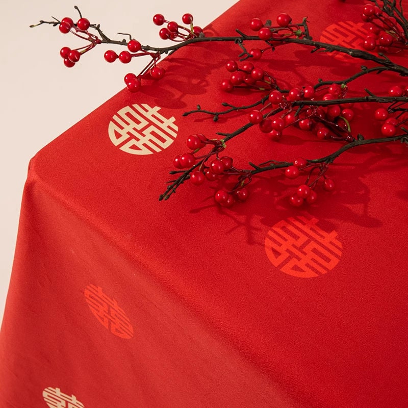 Red Double Happiness Wedding Table Cloth