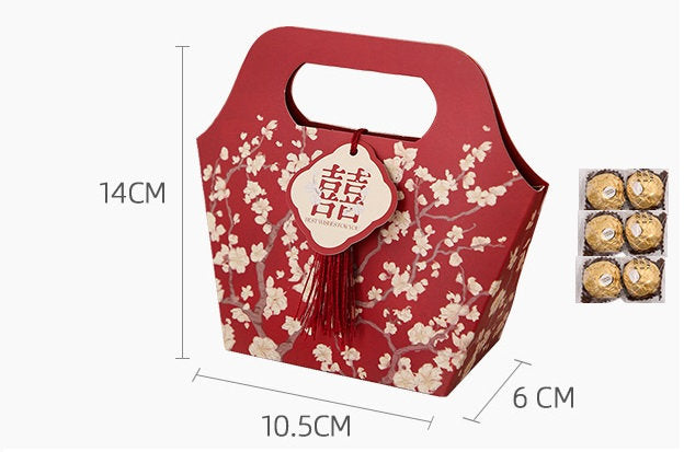 Double Happiness Handbag Shape Favor boxes (Set of 20) - Oriental Me