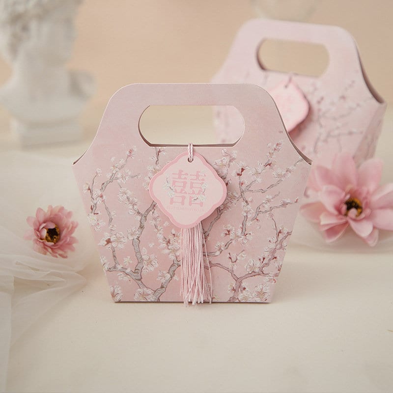 Double Happiness Handbag Shape Favor boxes (Set of 20) - Oriental Me