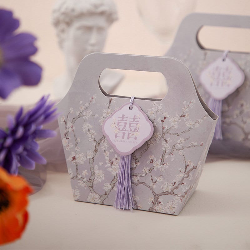 Double Happiness Handbag Shape Favor boxes (Set of 20) - Oriental Me