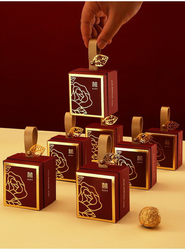 Double Happiness Favor boxes| Golden Rose (Set of 20) - Oriental Me