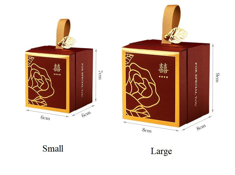 Double Happiness Favor boxes| Golden Rose (Set of 20) - Oriental Me