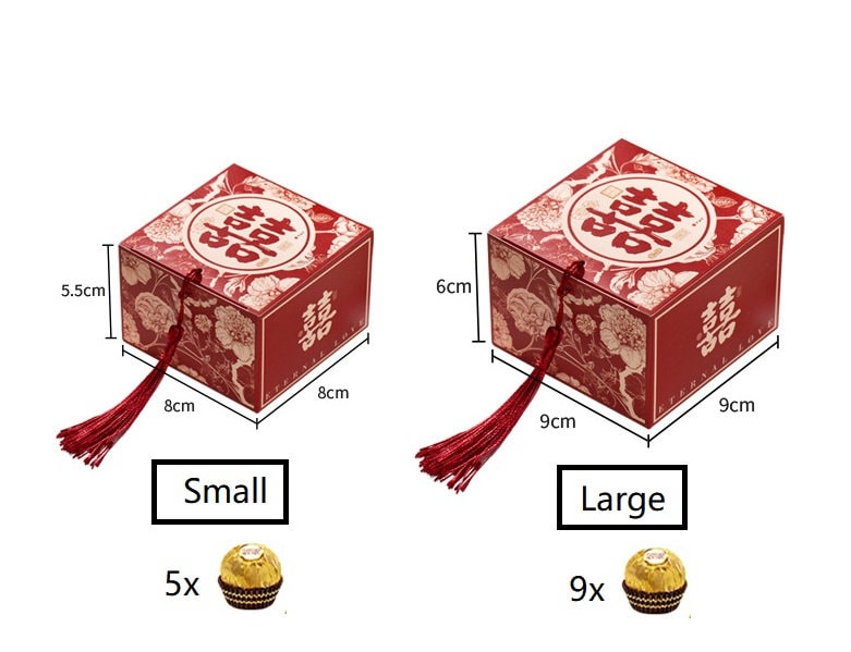 Double Happiness Floral Favor Boxes WIth Tassel (20pcs) - Oriental Me