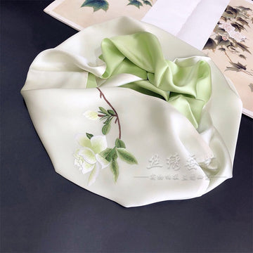 100% Mulberry Silk  Scarf |  Magnolia - Oriental Me