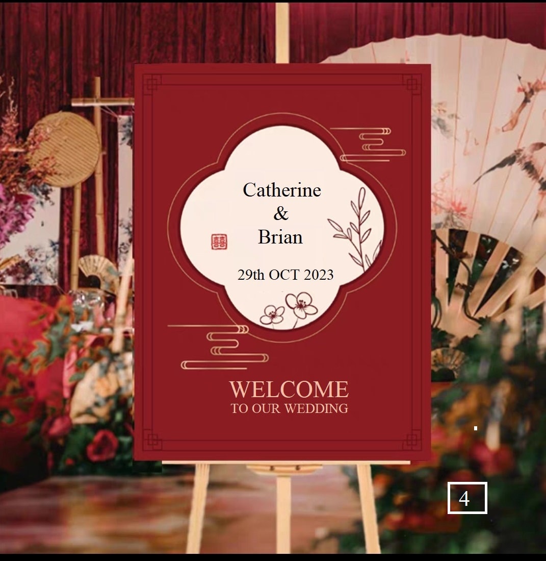 Custom Made Double Happiness Wedding Engagement Welcome Signage - Oriental Me