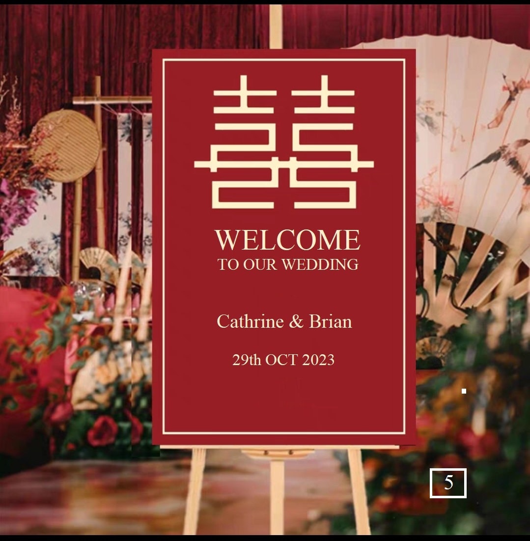 Custom Made Double Happiness Wedding Engagement Welcome Signage - Oriental Me