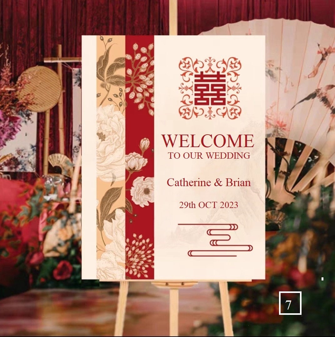 Custom Made Double Happiness Wedding Engagement Welcome Signage - Oriental Me