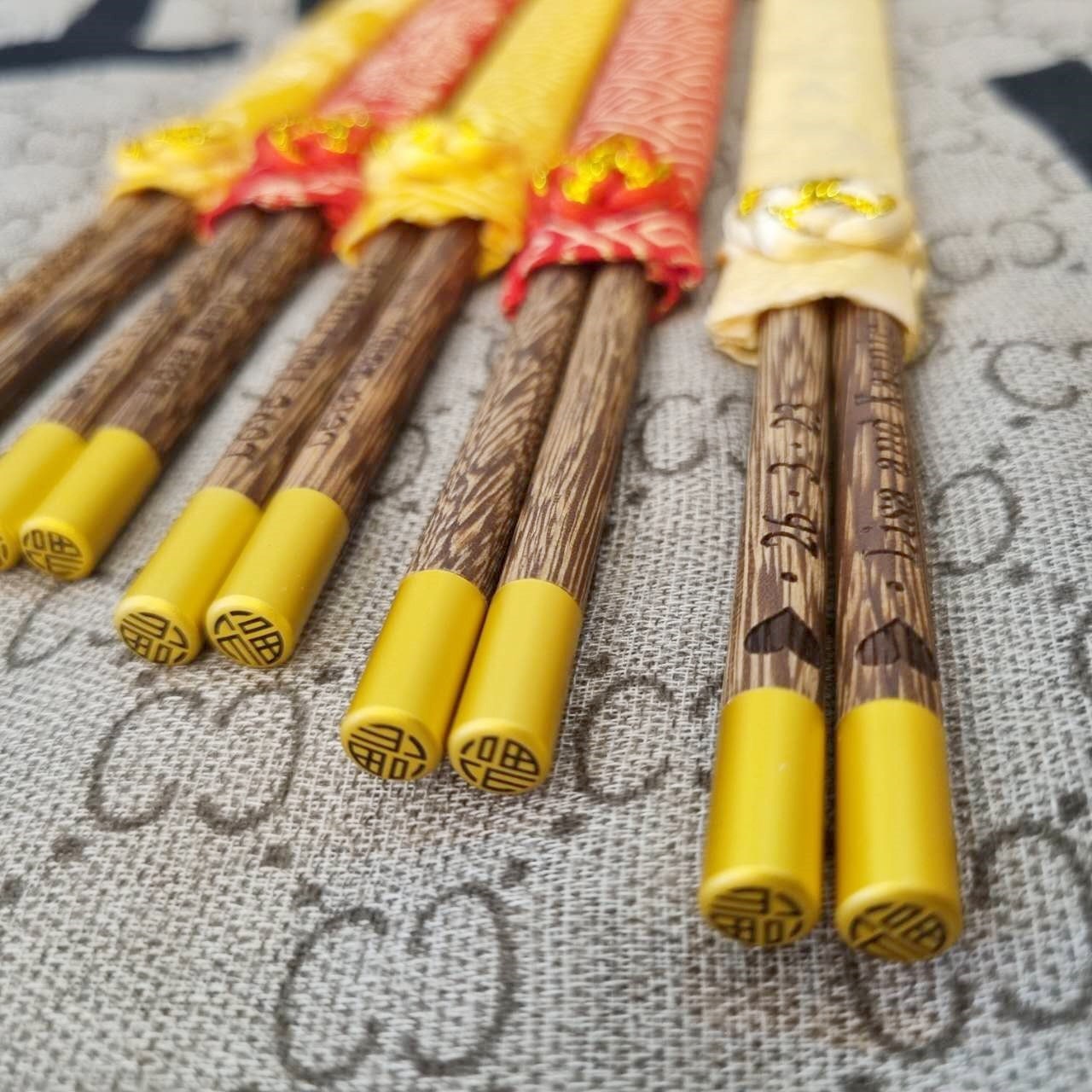 personalized wooden chopsticks with engraved names date log